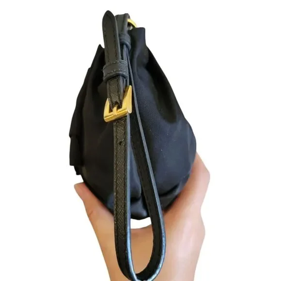 Prada Bow-Detailed Nylon Wristlet Clutch in Black - Picture 10 of 16